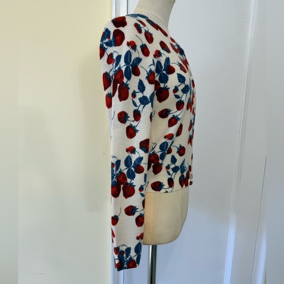 New REFORMATION Bernadette Crew Cardigan in Strawberry Jam - Picture 8 of 15